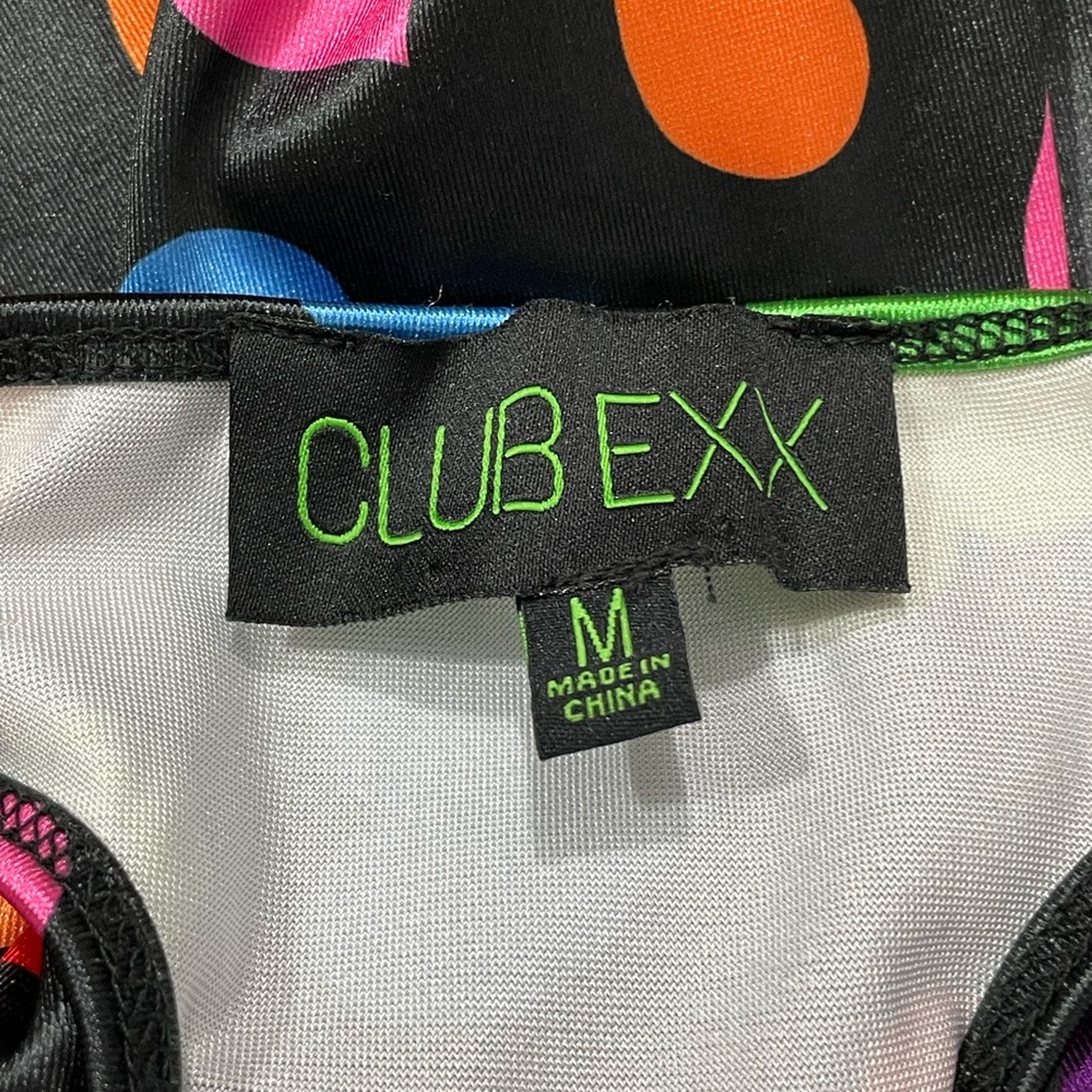 💔SOLD💔CLUB EXX Circle Of Love Rainbow Heart Print Cut Out Flare Pants Black M - Picture 3 of 5